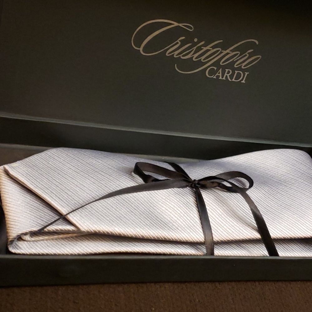 Cristoforo Cardi Silk Silver/Gray Necktie